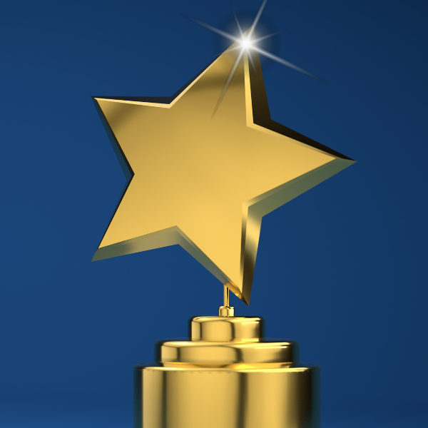 A gold star shaped award