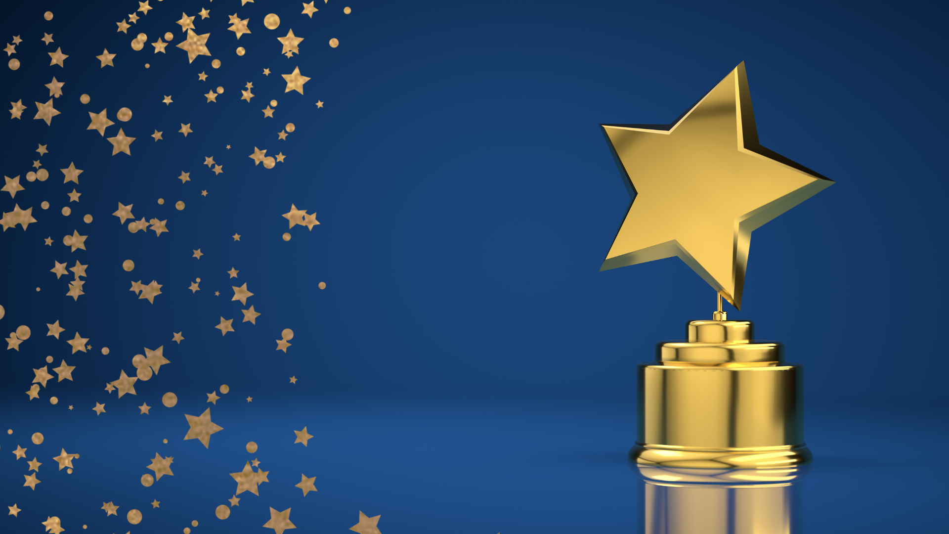 A gold star shaped award