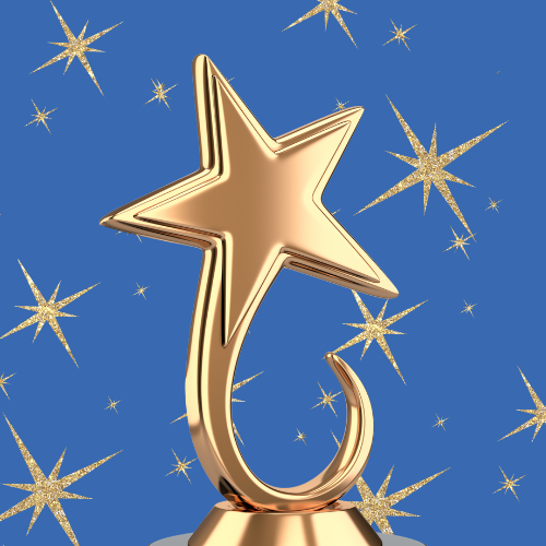A gold star shaped award